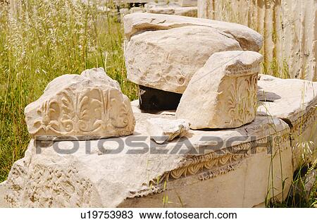 Stock Image - Greece, Athens, Acropolis, Old ruins. Fotosearch