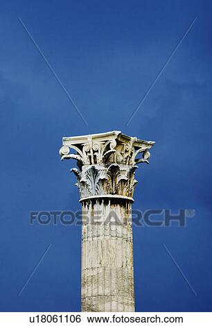 Stock Photograph - Greece, Athens, Corinthian column at Temple of Olympian Zeus. Fotosearch