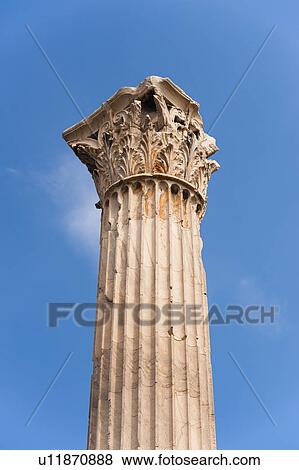 Greece, Athens, Corinthian column of Temple of Olympian Zeus View Large Photo Image Stock Photo - Greece, Athens, Corinthian column of Temple of Olympian Zeus. Fotosearch