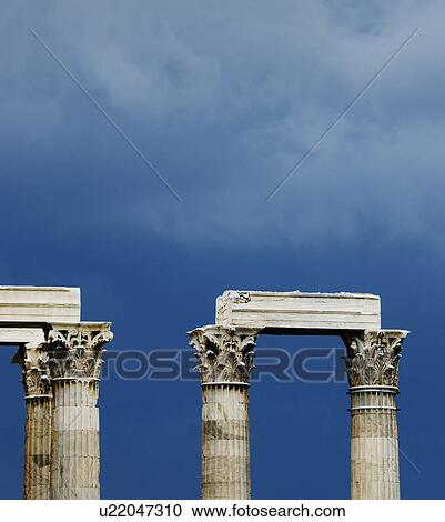 Greece, Athens, Corinthian columns at Temple of Olympian Zeus View Large Photo Image Stock Image - Greece, Athens, Corinthian columns at Temple of Olympian Zeus. Fotosearch