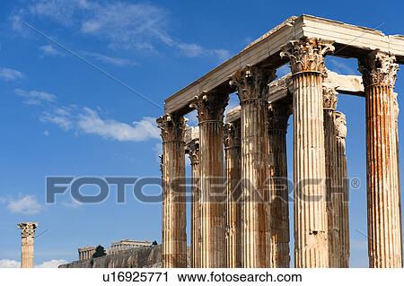Stock Image - Greece, Athens, Corinthian columns of Temple of Olympian Zeus. Fotosearch
