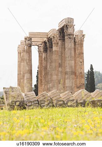 Greece, Athens, Corinthian columns of Temple of Olympian Zeus View Large Photo Image Stock Photo - Greece, Athens, Corinthian columns of Temple of Olympian Zeus. Fotosearch