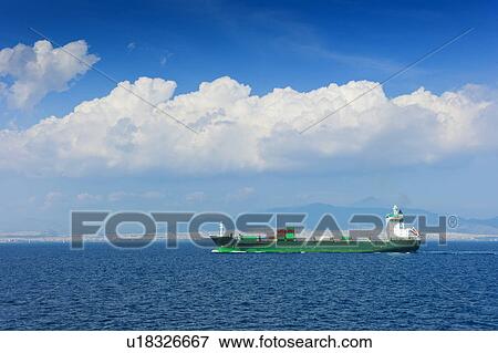 Greece, Container ship on Aegean Sea View Large Photo Image Stock Photo - Greece, Container ship on Aegean Sea. Fotosearch
