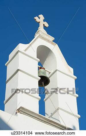 Greece, Cyclades Islands, Mykonos, Church bell tower View Large Photo Image Picture - Greece, Cyclades Islands, Mykonos, Church bell tower. Fotosearch