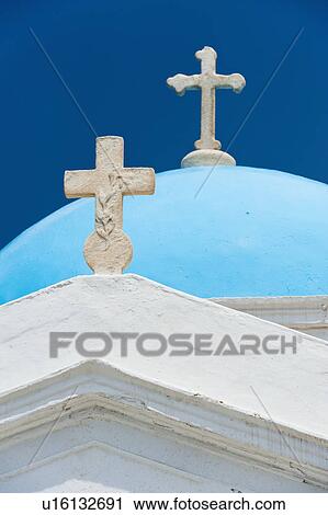 Greece, Cyclades Islands, Mykonos, Church dome with cross View Large Photo Image Stock Image - Greece, Cyclades Islands, Mykonos, Church dome with cross. Fotosearch