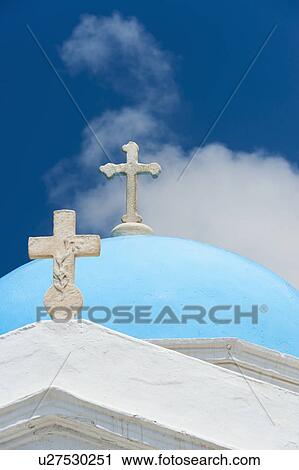 Greece, Cyclades Islands, Mykonos, Church dome with cross View Large Photo Image Stock Image - Greece, Cyclades Islands, Mykonos, Church dome with cross. Fotosearch