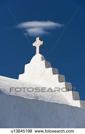 Greece, Cyclades Islands, Mykonos, Church exterior View Large Photo Image Stock Photo - Greece, Cyclades Islands, Mykonos, Church exterior. Fotosearch