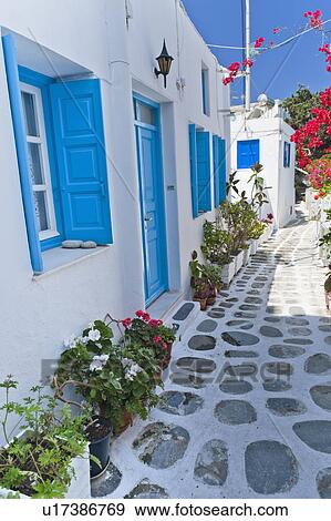 Greece, Cyclades Islands, Mykonos, Traditional building exteriors View Large Photo Image Stock Photo - Greece, Cyclades Islands, Mykonos, Traditional building exteriors. Fotosearch