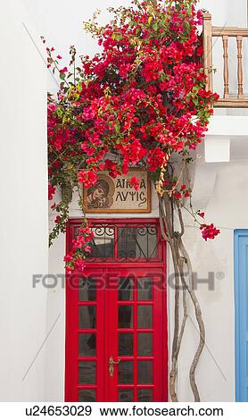 Greece, Cyclades Islands, Mykonos, Traditional building exterior View Large Photo Image Stock Photo - Greece, Cyclades Islands, Mykonos, Traditional building exterior. Fotosearch