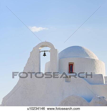 Stock Photograph - Greece, Cyclades Islands, Mykonos, Paraportiani church. Fotosearch