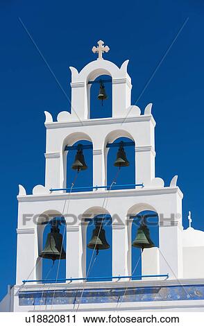 Greece, Cyclades Islands, Santorini, Oia, Church bell tower View Large Photo Image Stock Image - Greece, Cyclades Islands, Santorini, Oia, Church bell tower. Fotosearch
