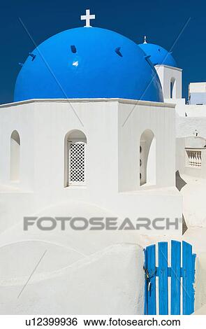 Greece, Cyclades Islands, Santorini, Oia, Church dome with cross View Large Photo Image Stock Photograph - Greece, Cyclades Islands, Santorini, Oia, Church dome with cross. Fotosearch