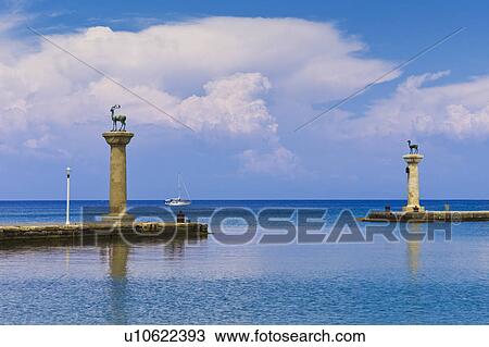 Greece, Rhodes, Deer statue in Mandraki Harbor View Large Photo Image Stock Image - Greece, Rhodes, Deer statue in Mandraki Harbor. Fotosearch
