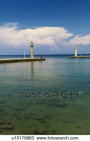 Greece, Rhodes, Deer statue in Mandraki Harbor View Large Photo Image Stock Image - Greece, Rhodes, Deer statue in Mandraki Harbor. Fotosearch