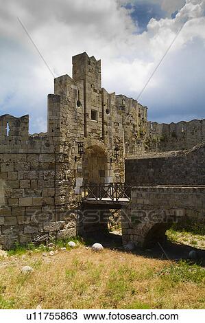 Stock Image - Greece, Rhodes, Entrance to Medieval old town. Fotosearch
