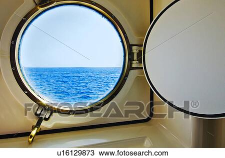 Stock Image - Greece, Ship portal window. Fotosearch