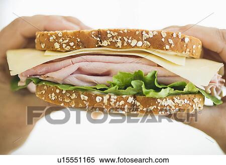 Hands holding turkey sandwich View Large Photo Image Stock Photography - Hands holding turkey sandwich. Fotosearch