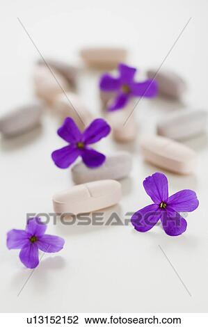 Stock Image - Herbal medicine pills. Fotosearch