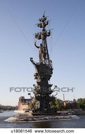 Russia, Moscow, Peter the Great Monument on Moscow River View Large Photo Image Stock Photograph - Russia, Moscow, Peter the Great Monument on Moscow River. Fotosearch