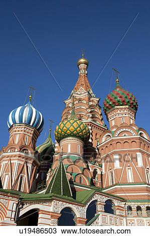 Russia, Moscow, St. Basil's Cathedral against blue sky View Large Photo Image Stock Image - Russia, Moscow, St. Basil's Cathedral against blue sky. Fotosearch