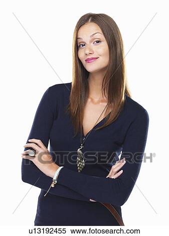 Studio portrait of confident woman raising her eyebrows View Large Photo Image Stock Photography - Studio portrait of confident woman raising her eyebrows. Fotosearch