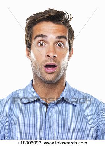 Studio portrait of shocked business man View Large Photo Image Stock Image - Studio portrait of shocked business man. Fotosearch