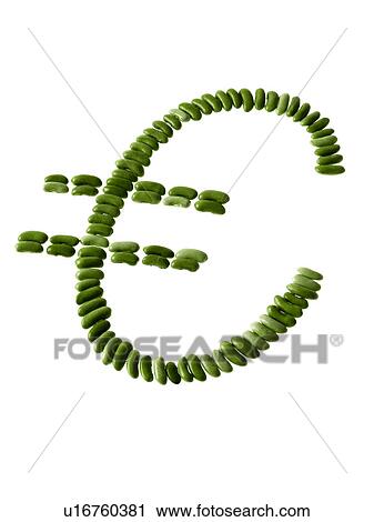 Stock Image - Studio shot of Euro Sign making Bean Seeds on white background. Fotosearch