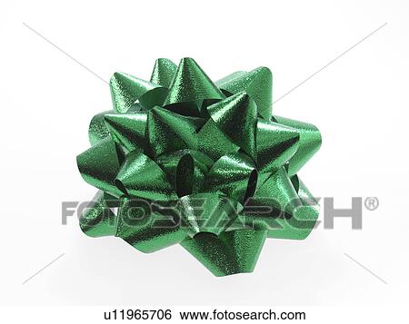 Stock Photograph - Studio shot of Green Ribbon on white background. Fotosearch