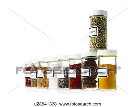 Studio shot of Jars with spices on white background View Large Photo Image Stock Photo - Studio shot of Jars with spices on white background. Fotosearch