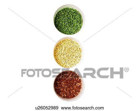 Stock Photo - Studio shot of Mixed Seeds making Stop Light sign on white background. Fotosearch