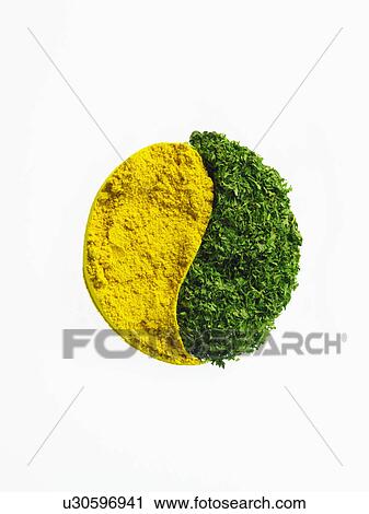 Studio shot of Mustard Powder making Yin and Yang sign on white background View Large Photo Image Stock Image - Studio shot of Mustard Powder making Yin and Yang sign on white background. Fotosearch