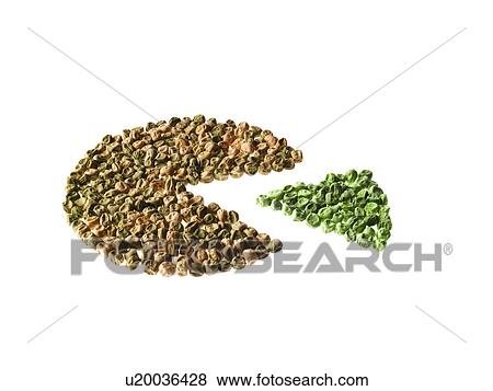 Stock Photo - Studio shot of Pie Chart of Pea Seeds on white background. Fotosearch