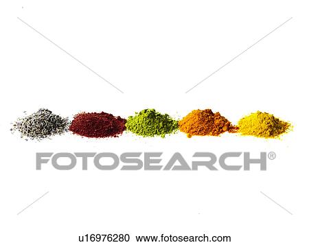 Studio shot of piles of spices View Large Photo Image Stock Image - Studio shot of piles of spices. Fotosearch