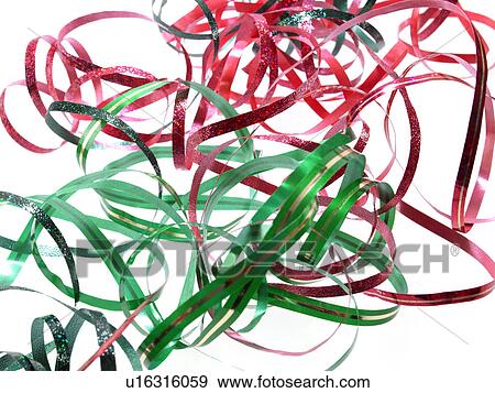 Stock Photo - Studio shot of Red and Green Ribbon on white background. Fotosearch
