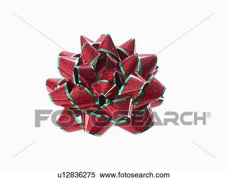 Stock Photography - Studio shot of Red and Green Ribbon on white background. Fotosearch