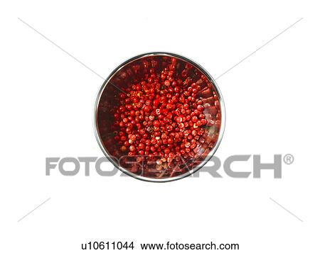 Picture - Studio shot of Red Chili Flakes in pan on white background. Fotosearch