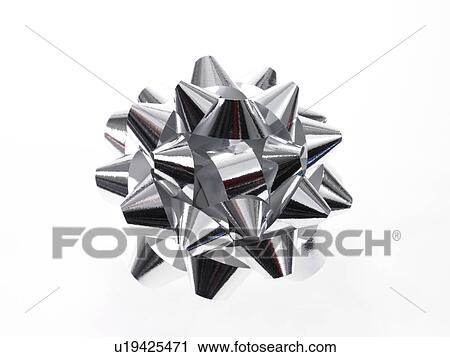 Stock Image - Studio shot of Silver Ribbon on white background. Fotosearch