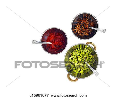 Studio shot of spices in bowls View Large Photo Image Stock Photo - Studio shot of spices in bowls. Fotosearch