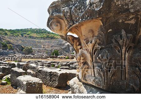 Turkey, Ephesus, Corinthian column in Roman amphitheatre View Large Photo Image Picture - Turkey, Ephesus, Corinthian column in Roman amphitheatre. Fotosearch