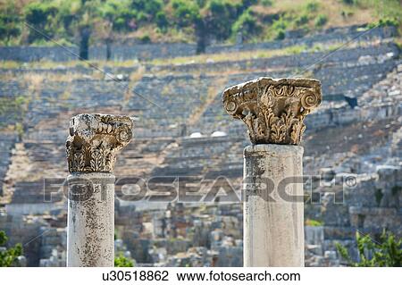 Turkey, Ephesus, Corinthian columns in Roman amphitheatre View Large Photo Image Stock Image - Turkey, Ephesus, Corinthian columns in Roman amphitheatre. Fotosearch
