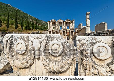 Stock Photography - Turkey, Ephesus, Library of Celsus. Fotosearch