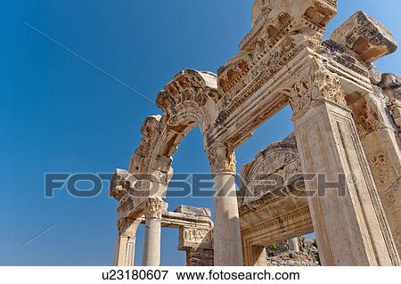 Stock Photo - Turkey, Ephesus, Temple of Hadrian. Fotosearch