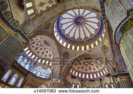 Turkey Istanbul Blue Mosque Interior Stock Image
