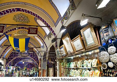 Stock Image - Turkey, Istanbul, Grand Bazaar interior. Fotosearch