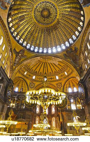 Stock Image - Turkey, Istanbul, Haghia Sophia Mosque interior. Fotosearch