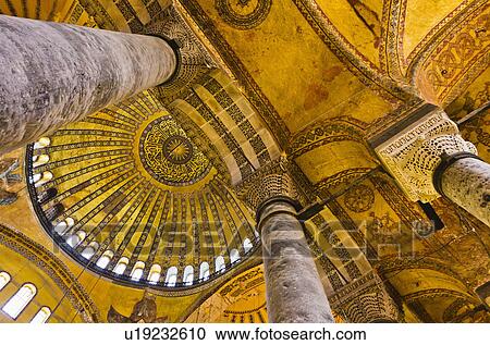 Stock Image - Turkey, Istanbul, Haghia Sophia Mosque interior. Fotosearch