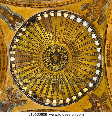 Stock Photograph - Turkey, Istanbul, Haghia Sophia Mosque interior ceiling. Fotosearch