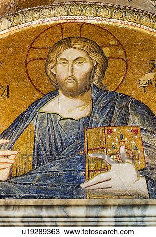 Stock Image - Turkey, Istanbul, Kariye Museum, Jesus Christ, fresco. Fotosearch