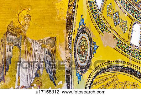 Stock Image - Turkey, Istanbul, Mosaic in Haghia Sophia Mosque . Fotosearch
