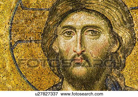 Stock Photo - Turkey, Istanbul, Mosaic of Christ Pantocrator in Haghia Sophia Mosque . Fotosearch
